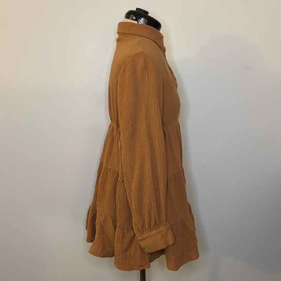 Pink Diamond (Australia) Cotton Tiered Babydoll Tunic Dress, Balloon Sleeves, 4 - Picture 3 of 10